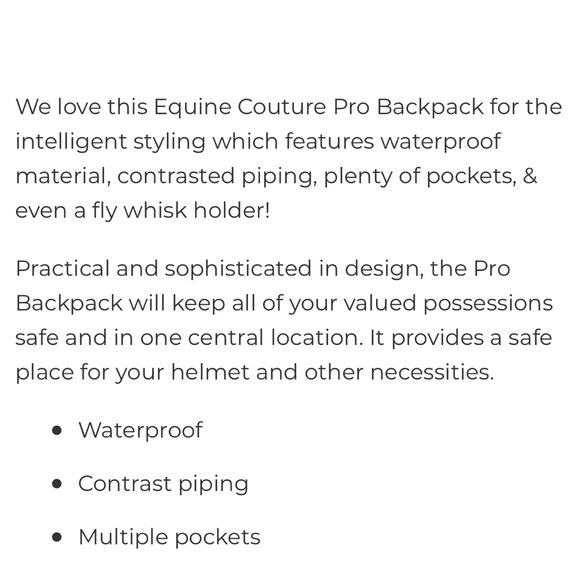 Equine couture ringside Backpack new - Picture 3 of 3
